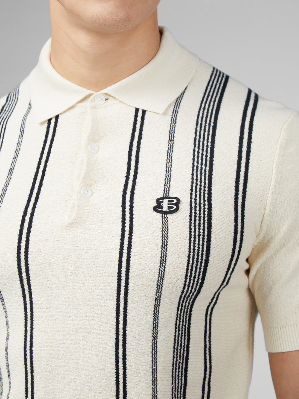 Knitwear Ben Sherman B by Ben Sherman Crinkle Cotton Stripe Polo Blanche | TEX-32756424